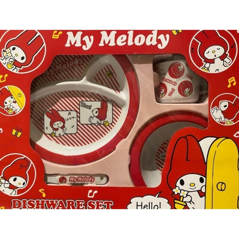 New My Melody dishware for kid, Set includes Mug Bowl Plate spoon fork very cute